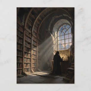 Carte Postale Un érudit solitaire dans les amoureux de livres de