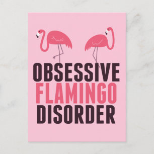 Carte Postale Un Flamant rose Obsessionnel mignon