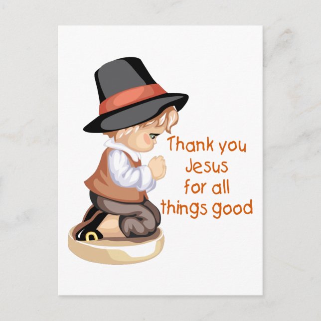 Carte Postale Un garçon pèlerin priant à genoux (Devant)