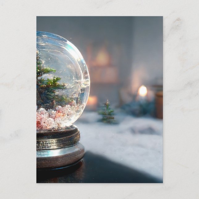 Carte Postale Un globe à neige avec un sapin de Noël (Devant)