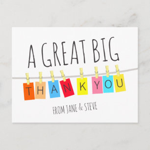 Carte Postale Un Grand Grand Merci, Un Bout Bright Bunting -