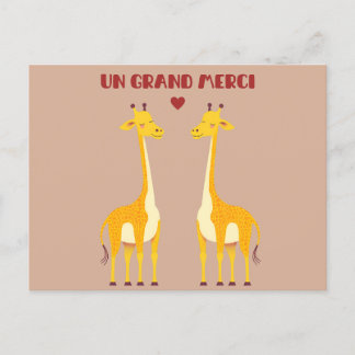 Carte Postale Un grand merci - giraffe