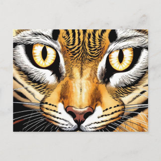 Carte Postale Un gros plan du visage d'un chat aux yeux jaunes