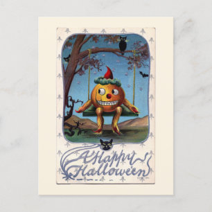 Carte Postale Un heureux Citrouille d'Halloween sur le Vintage d