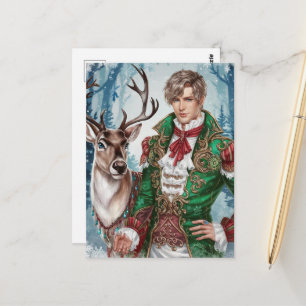 Carte Postale Un homme blond et un Reinder Noël