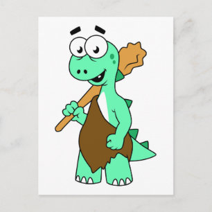 Carte Postale Un homme des cavernes Tyrannosaurus Rex de dessin 