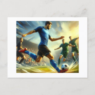 Carte Postale Un homme frappe la balle de football,