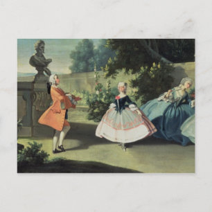 Carte Postale Un jardin ornemental avec une jeune fille dansant 