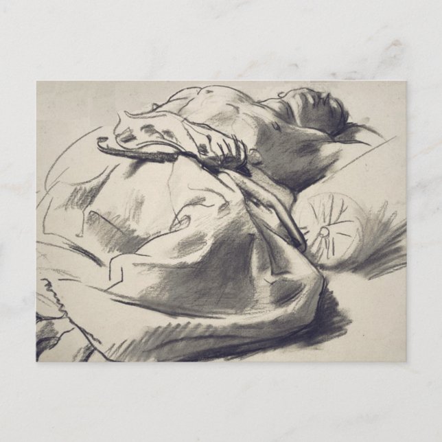 Carte Postale Un jeune homme au lit (Devant)