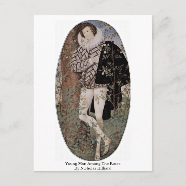 Carte Postale Un Jeune Homme Parmi Les Roses Par Nicholas Hillia (Devant)