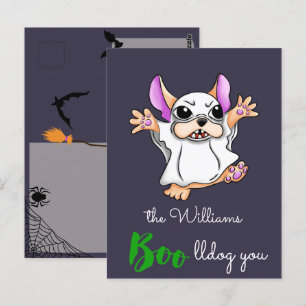 Carte Postale Un joli bogue fantôme embrasse Halloween
