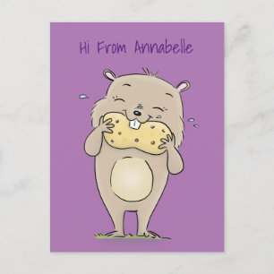 Carte Postale Un joli hamster souriant avec un dessin animé d'ar