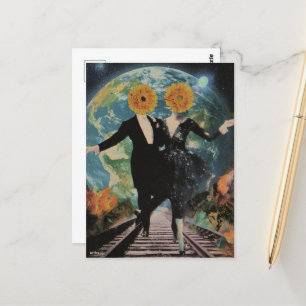 Carte Postale Un joyeux couple de danse Collage surréaliste