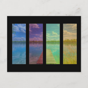 Carte Postale Un lac calme avec un paysage de jetée en bois