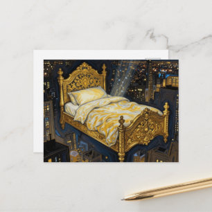 Carte Postale Un lit magique au-dessus de la fantaisie de la vil