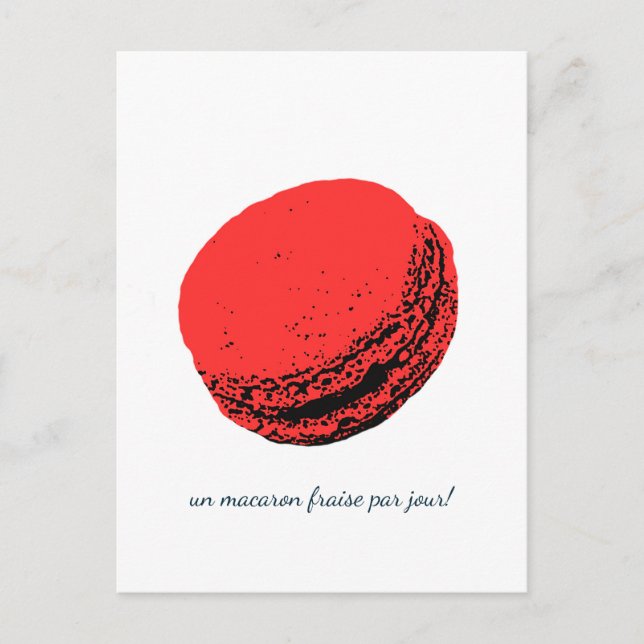 Carte Postale Un macaron fraise par jour ! (Devant)