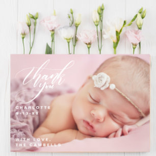 Carte Postale Un Merci de Baby shower photo personnalisé complet