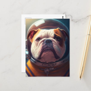 Carte Postale Un mignon astronaute Bulldog