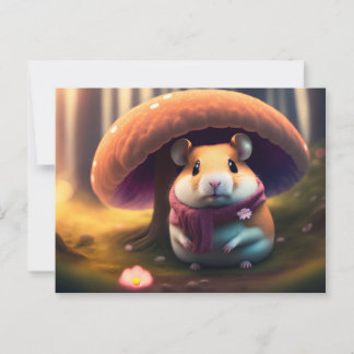 Carte Postale Un mignon hamster sous un Champhroom