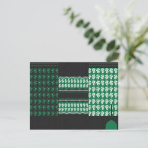 Carte Postale un motif vert et noir avec un arbre au milieu