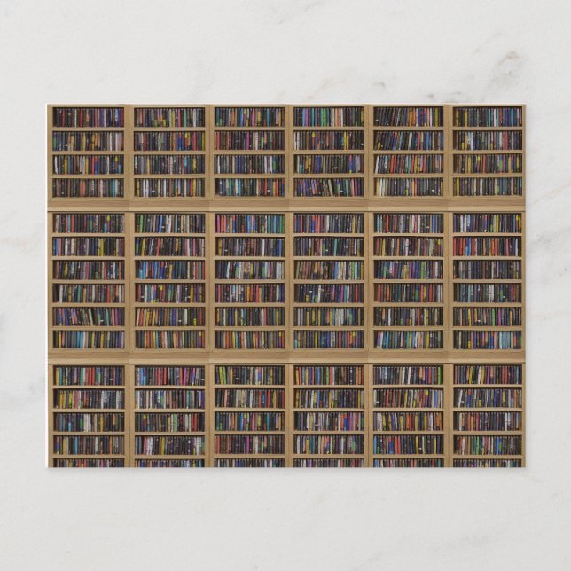 Carte Postale Un mur de bibliothèques rempli de livres (Devant)