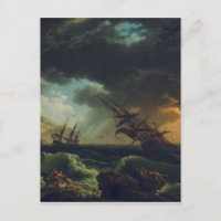Un naufrage en mer agitée par Claude-Joseph Vernet