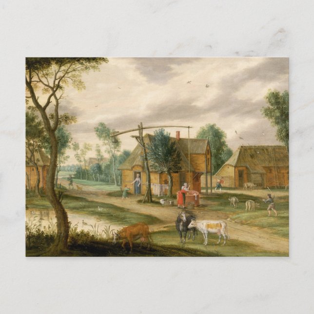 Carte Postale Un paysage de village (Devant)