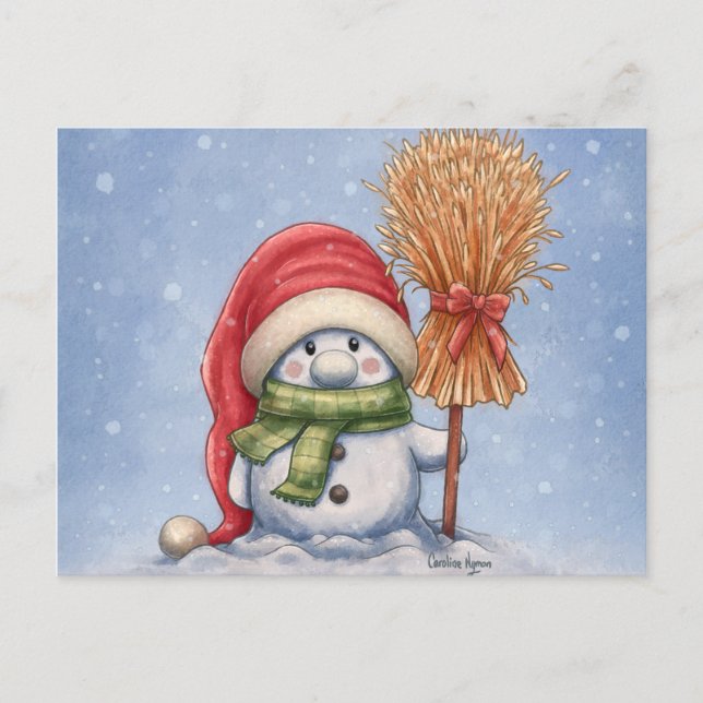 Carte Postale Un petit bonhomme de neige (Devant)