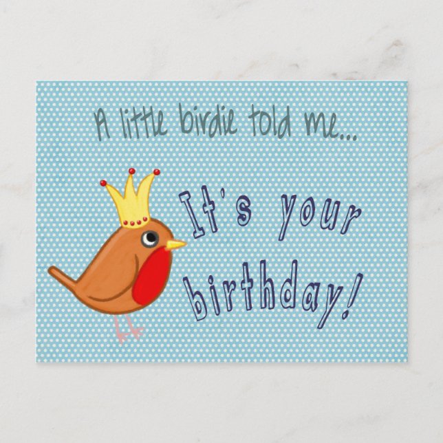 Carte Postale Un petit oiseau m'a dit Joyeux anniversaire Robin (Devant)