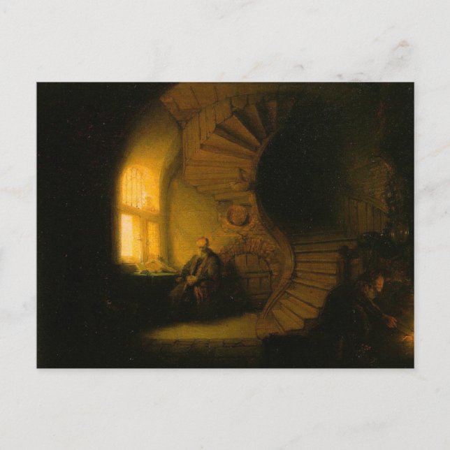 Carte Postale Un philosophe en méditation par Rembrandt Postcard (Devant)