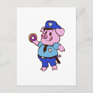 Carte Postale Un policier des cochons mange une beigne   choisir