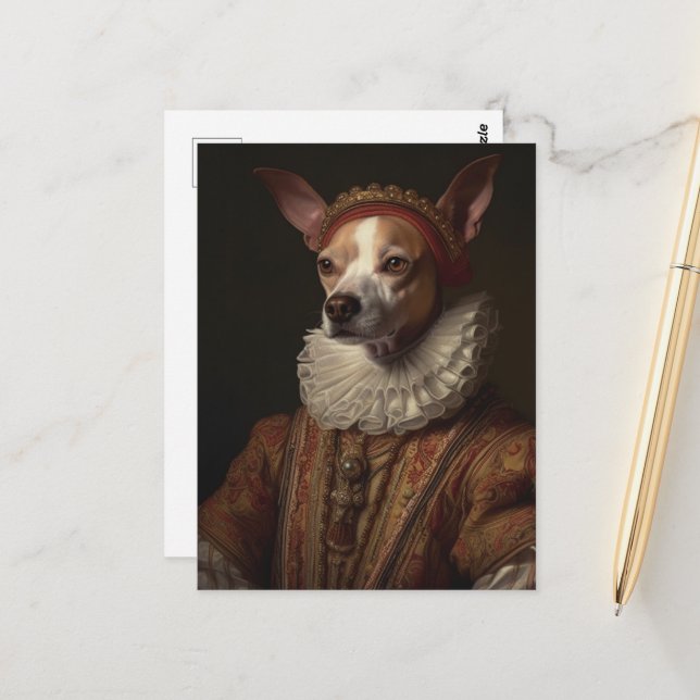Carte Postale Un portrait de chien historique (Devant/Arrière en situation)