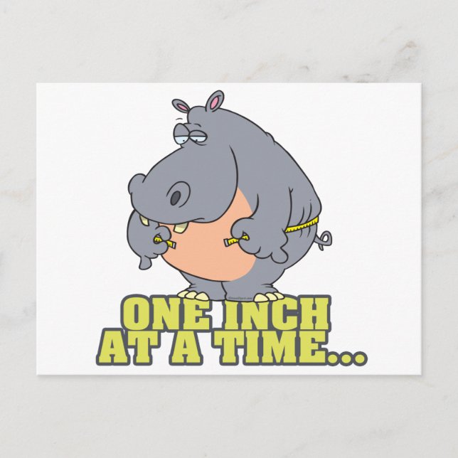 Carte Postale un pouce à un régime alimentaire hippo humour (Devant)