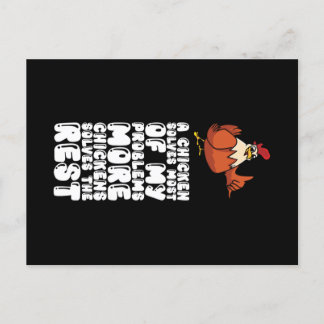 Carte Postale Un Poulet Résoud La Plupart De Mes Problèmes Plus 