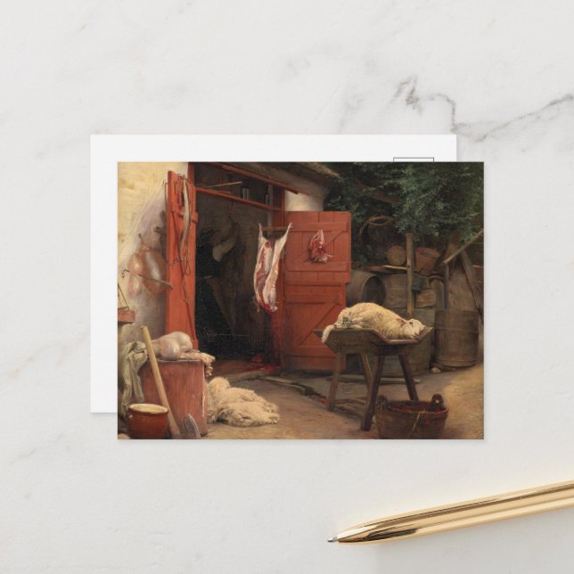 Carte Postale Un Slaughhouse à Hellebaek par Carl Bloch (Devant/Arrière en situation)