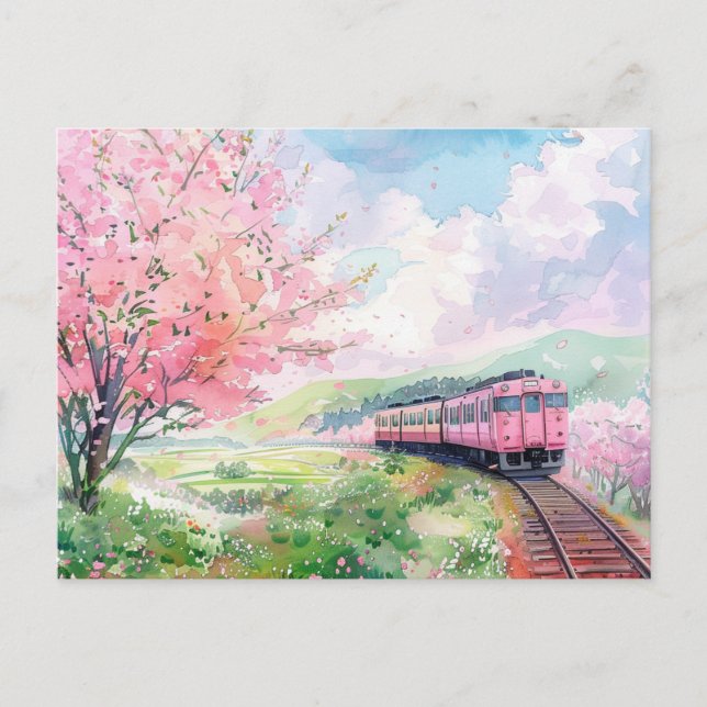 Carte Postale Un train au printemps (Devant)