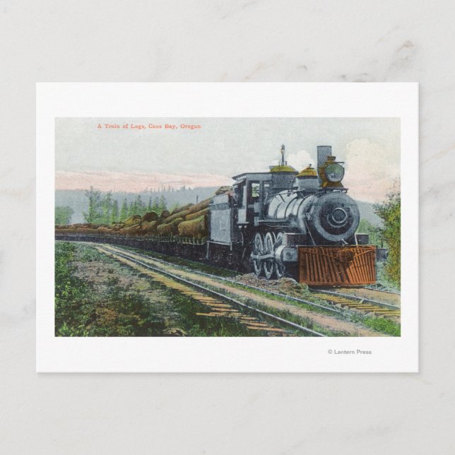 Carte Postale Un train de LogsCoos Bay, OU (Devant)