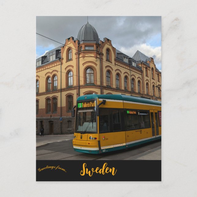 Carte Postale Un tramway à Norrköping en Suède (Devant)