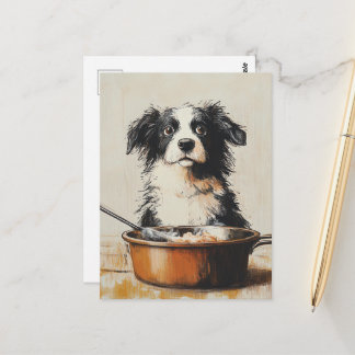 Carte Postale Un très bon chien laisse la nourriture seule