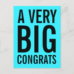 Carte Postale Un très gros félicitations Turquoise Blue Card