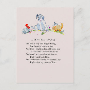 Carte Postale Un très mauvais chien, poème et dessin