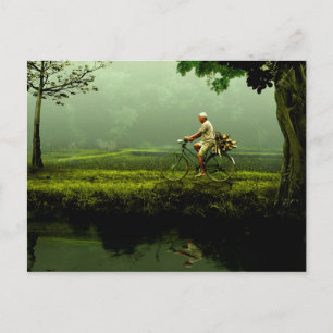 Carte Postale Un vieil homme à vélo