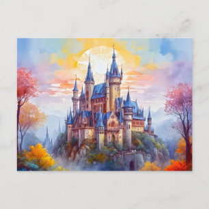 Carte Postale Un vieux château magique dans la brume matinale