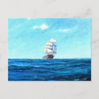 Carte Postale Un voilier en mer