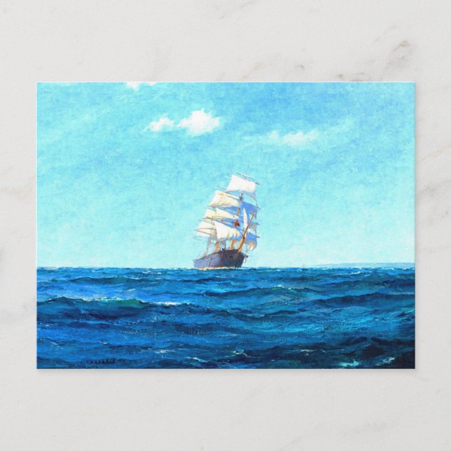 Carte Postale Un voilier en mer (Devant)