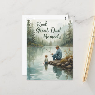 Carte Postale Un vrai grand papa Moments Pêcher avec le père