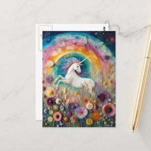Carte Postale Une belle licorne en Fleur sauvage