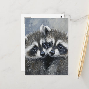 Carte Postale Une belle paire de bébés ratons laveurs mignons
