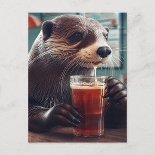 Carte Postale Une bière dans un café