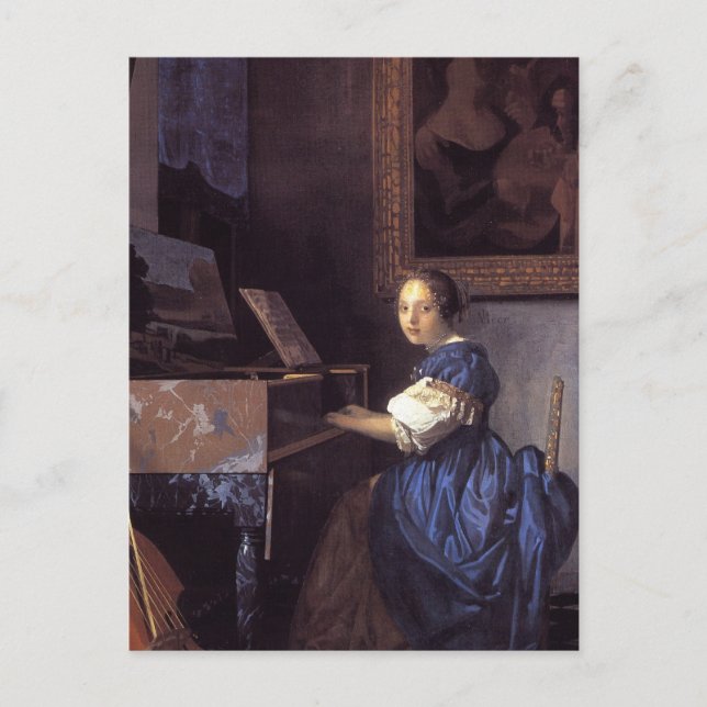 Carte Postale Une dame assise à la Virginal (Devant)